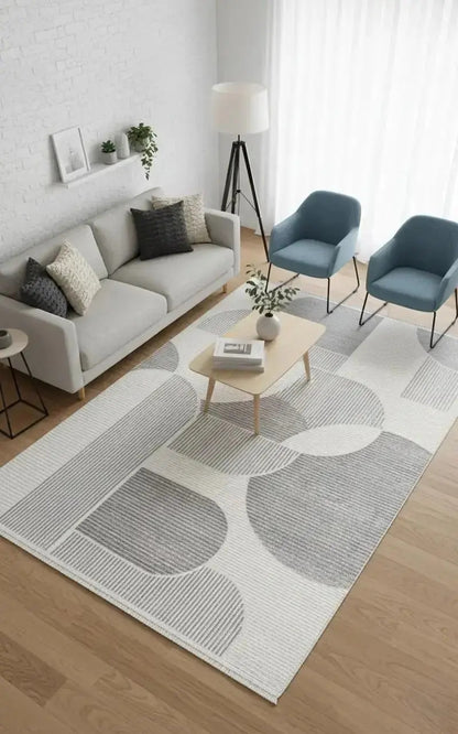 Polo 74775-97 Akrilik Modern Krem Halı – Lazer Kesim, Saçaklı, Dokuma Taban