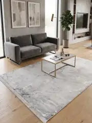 Cotton 1075 Gri Modern Tasarımlı Kaymaz Tabanlı Makine Halısı