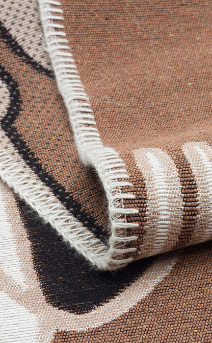 Arya Neo ARN 06 Kahverengi Beyaz  - Yıkanabilir Çift Taraflı Modern Dokuma Kilim