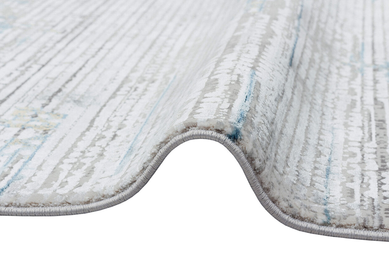 FS 01 BEIGE BLUE V1  - FRESCO - Yüksek Alçak Dokulu Özel Işıltılı Yüksek Kaliteli Sık Dokuma Modern Salon Halısı