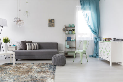 VR 14 BLUE VIZON XW  - VERONA - Yumuşak İpeksi Tuşeli Yüksek Alçak Oymalı Modern İnce Makine Halısı