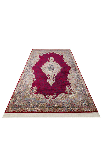 Isfahan Seccade  ISF 02 Kırmızı - Viskon Klasik Desenli Seccade Sık Dokuma Seccade