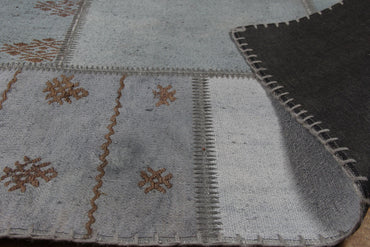ALC 01 STONE  - ALACATI - Geleneksel Kendir Patchwork Kilim