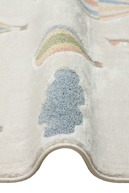 Bambino 05 Krem Multy Pastel Renkli Hav ve Toz Vermeyen Çocuk Halısı