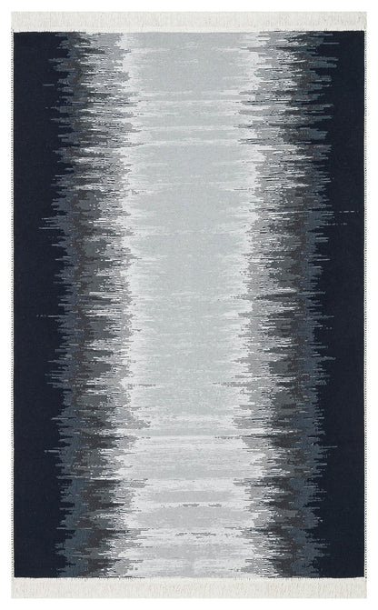 Arya AR 40 Siyah Beyaz - Yıkanabilir Çift Taraflı Modern Dokuma Kilim
