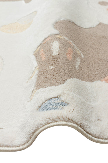 Bambino 07 Krem MULTY Pastel Renkli Hav ve Toz Vermeyen Çocuk Halısı