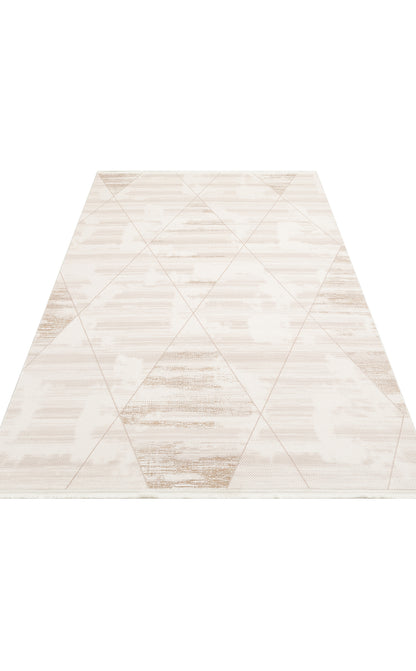 LKY 03 CREAM BEIGE  - LYKIA - Sade ve Modern Akrilik Makine Halısı