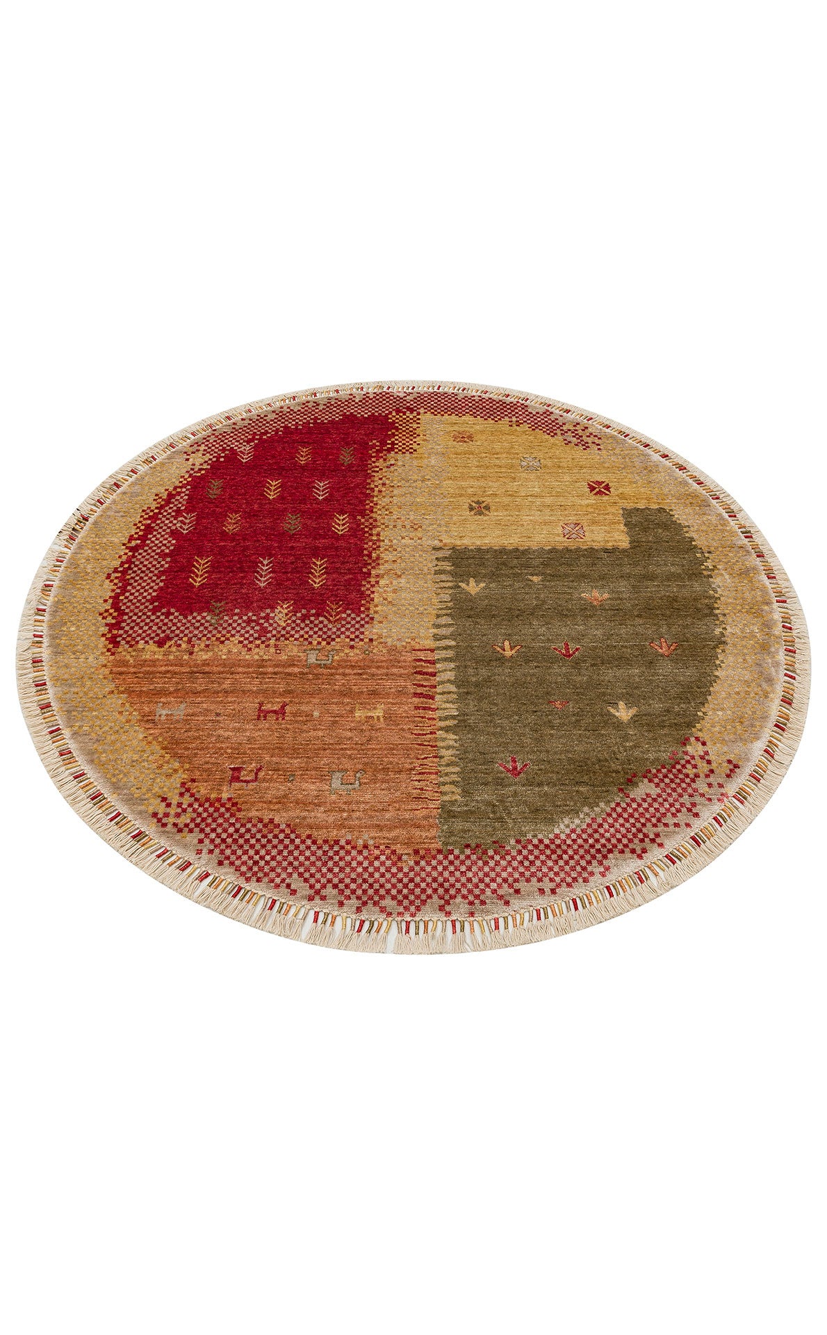 ZR 07 BEIGE AUTUMN Q  - Otantik Desenli El Emeği ile Üretilen Modern Uşak Halısı