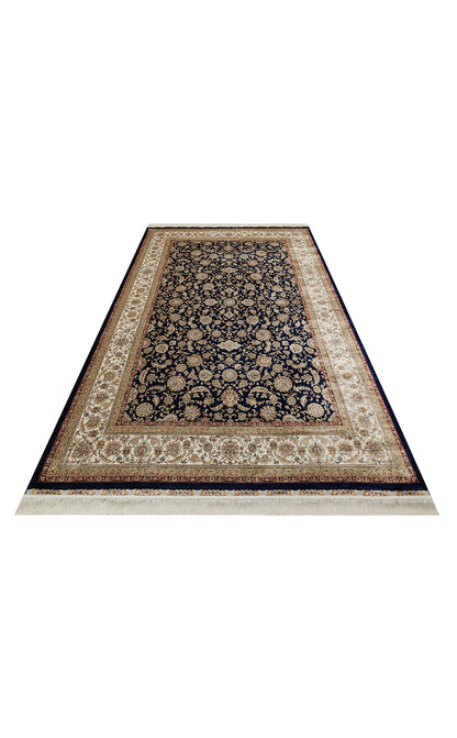 ISF 03 NAVY CREAM  - ISFAHAN - Klasik Desenli Yüksek Kalite Sık Dokuma Makine Halısı