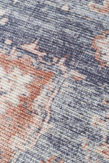  Elista Vintage ELS 202 Navy Bej Vintage Bukle Dokuma Yumuşak Halı Kaymaz Tabanlı Yıkanabilir İnce Modern Dekoratif Halı