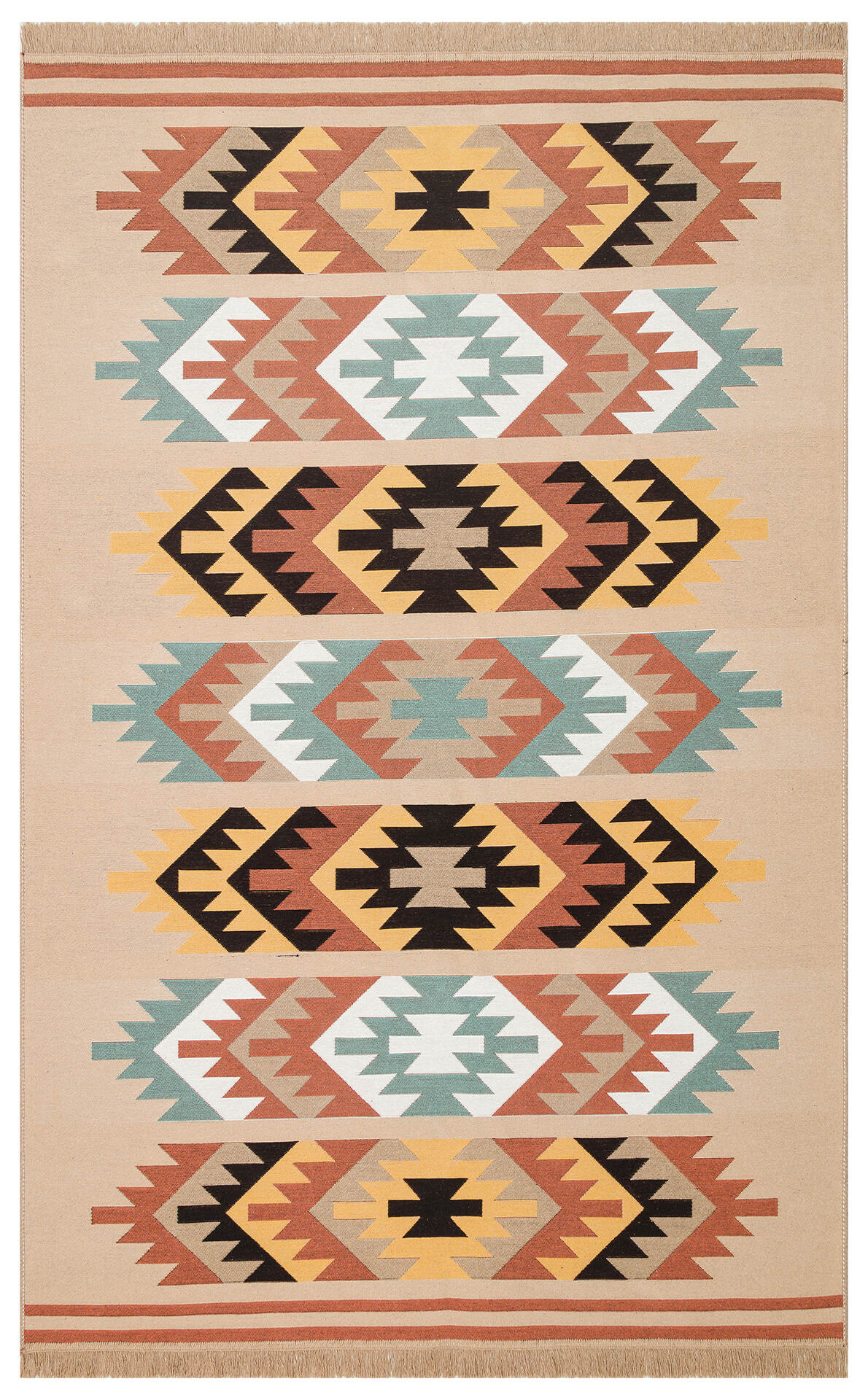 Arya AR 39 Çok Renkli - Yıkanabilir Çift Taraflı Modern Dokuma Kilim