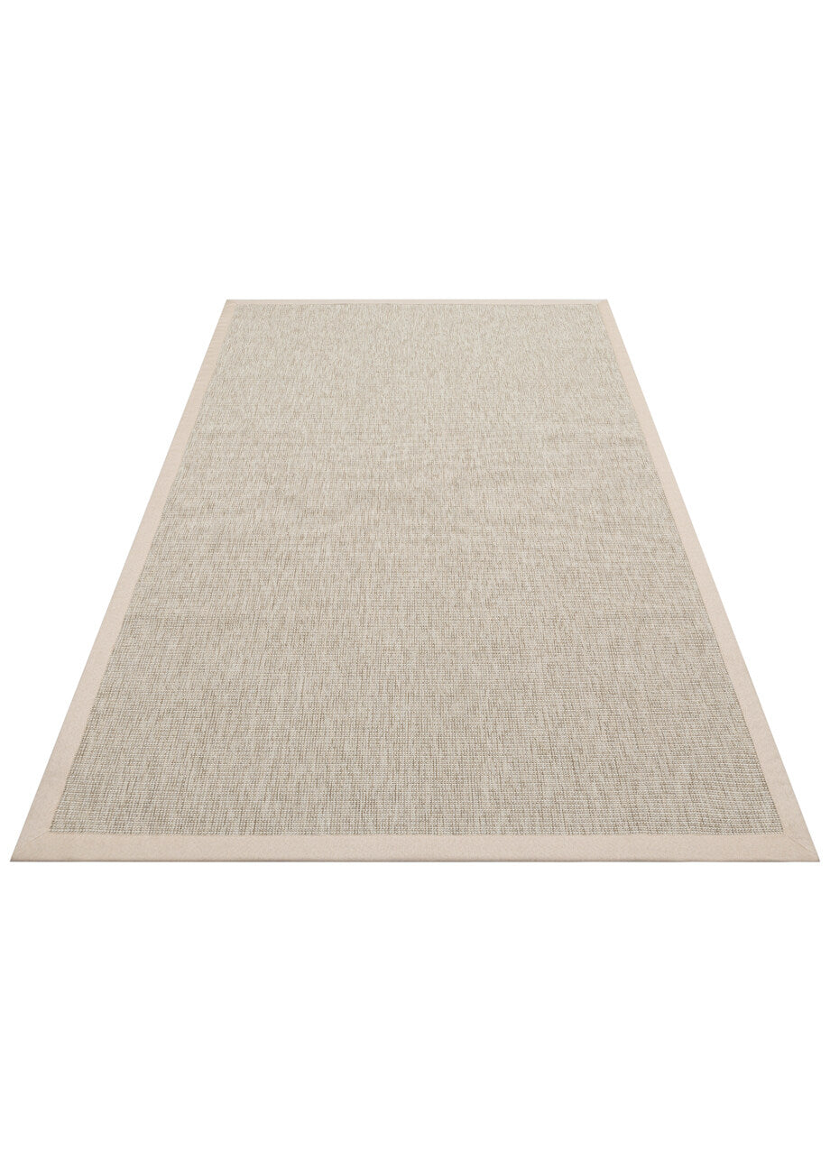 VENTURA SISAL VNT 2703 L.Bej BDR Bej  İç ve Dış Mekan Kullanımına Uygun Hav Vermeyen Kolay Temizlenebilir Bordürlü Sisal Görünümlü Halı