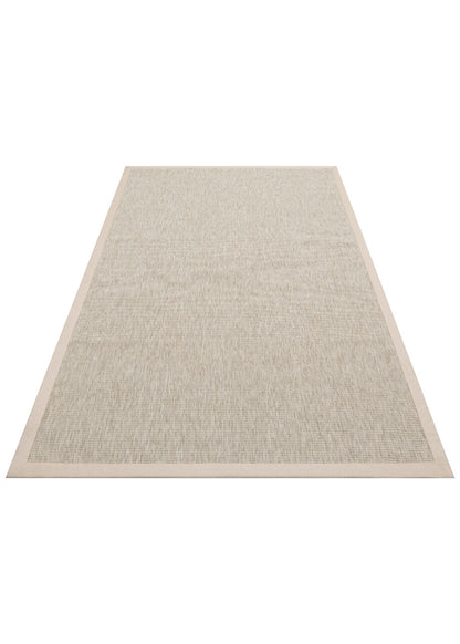 VENTURA SISAL VNT 2703 L.Bej BDR Bej  İç ve Dış Mekan Kullanımına Uygun Hav Vermeyen Kolay Temizlenebilir Bordürlü Sisal Görünümlü Halı