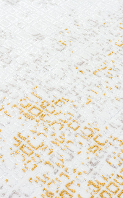 ST 108 CREAM GOLD  - SATEEN - Yıkanabilir Kaymaz Tabanlı Hav Vermez Sık Dokuma Modern Halı
