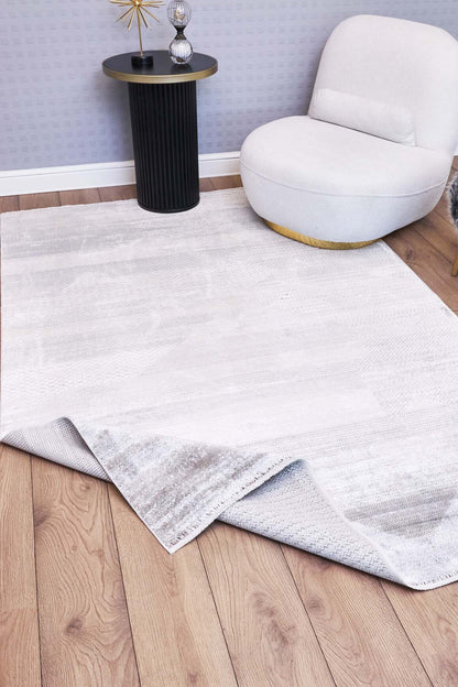 Heriz 8218 Gri - Viskon Bambu Dokuma Halı | Modern Salon Halısı