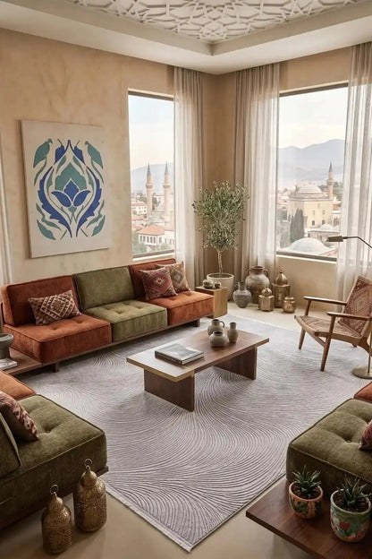 Lima 1180 Gri Akrilik Modern Kesme Halı Yolluk – %100 Akrilik, 12 mm Hav Yüksekliği, Lazer Kesim
