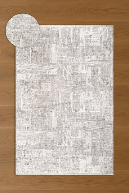 Mira Avelis QI08A Krem Gri Modern Salon ve Oturma Odası Halısı