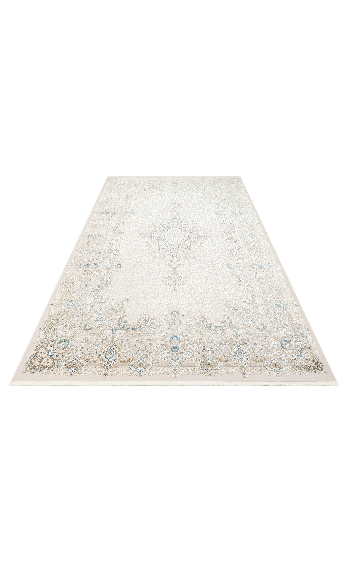 PLM 01 CREAM BLUE  - PALMIRA - Yüksek Kaliteli Sık Dokuma Modern Salon Halısı