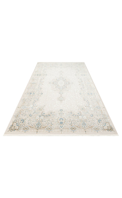 PLM 01 CREAM BLUE  - PALMIRA - Yüksek Kaliteli Sık Dokuma Modern Salon Halısı