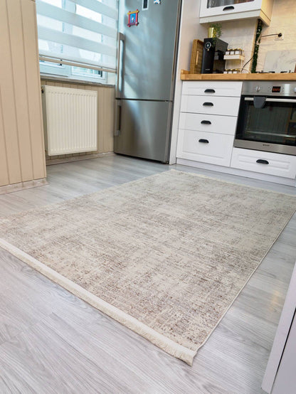 Riena 1162 Latte - Akrilik Polyester Halı | Kaymaz Tabanlı Dekoratif Halı