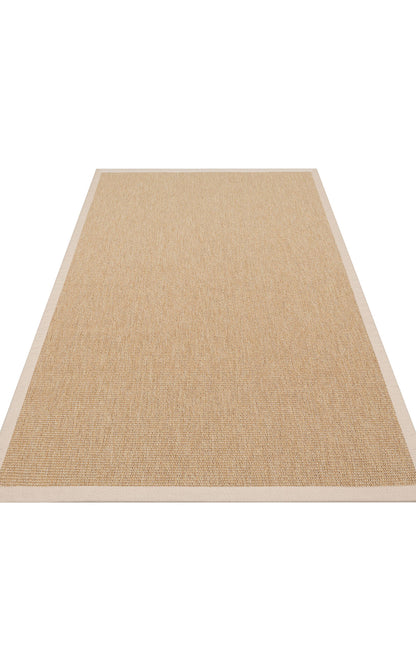 VENTURA SISAL VNT 2702 Gold BDR Bej  İç ve Dış Mekan Kullanımına Uygun Hav Vermeyen Kolay Temizlenebilir Bordürlü Sisal Görünümlü Halı
