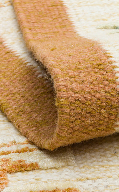 MYK 02 GOLD  - MAYA KILIM - Yüksek Alçak Dokulu, Etnik Motiflere Sahip Yün Kilim