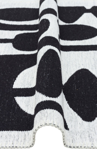 Arya Neo ARN 07 Beyaz Siyah - Yıkanabilir Çift Taraflı Modern Dokuma Kilim