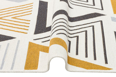 Arya AR 18 Sarı Gri -Yıkanabilir Çift Taraflı Modern Dokuma Kilim