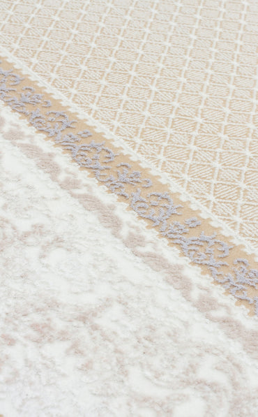 ST 104 BEIGE  - SATEEN - Yıkanabilir Kaymaz Tabanlı Hav Vermez Sık Dokuma Modern Halı