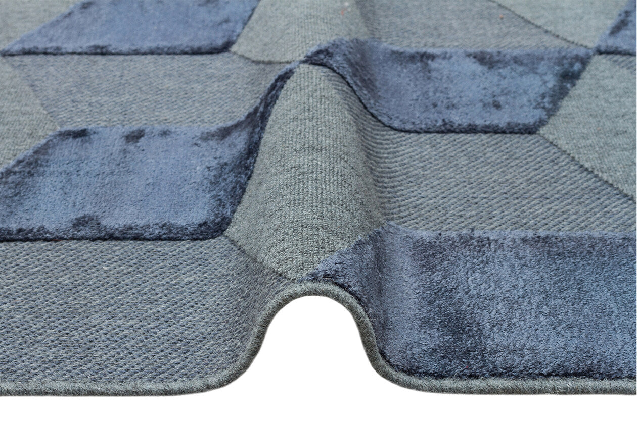 ZNT 05 NAVY DYED  - ZENITH DYED - Yüksek Alçak Dokulu Naturel Yün ve Viskon Modern Dokuma Halı