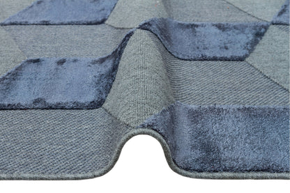ZNT 05 NAVY DYED  - ZENITH DYED - Yüksek Alçak Dokulu Naturel Yün ve Viskon Modern Dokuma Halı
