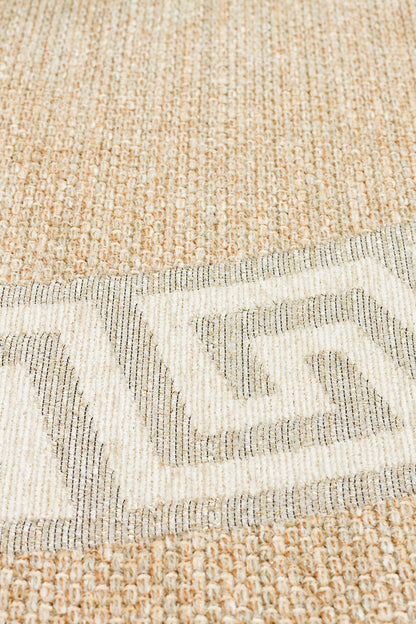 BRK 11 NATURAL WHITE Q  - BROOKLYN - Hasır Görünümlü Kaymaz Renkli Dokuma Modern Kilim