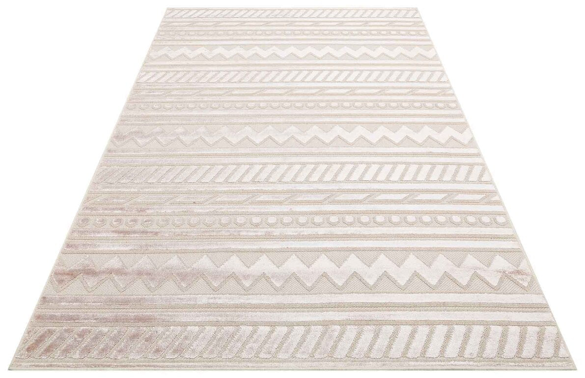 ZNT 06 BEIGE DYED  - ZENITH DYED - Yüksek Alçak Dokulu Naturel Yün ve Viskon Modern Dokuma Halı