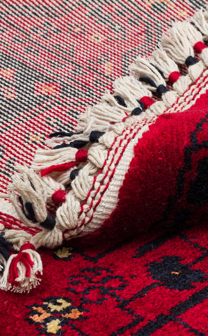 959 RED Q  - NOSTALJI - Afgan / Yağcıbedir Tezgahlarda Üretilen Tensel Uşak Halısı