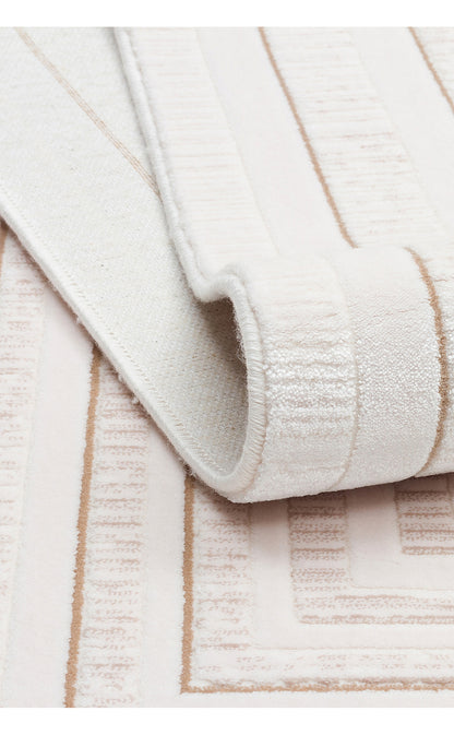 LKY 04 CREAM BEIGE  - LYKIA - Sade ve Modern Akrilik Makine Halısı