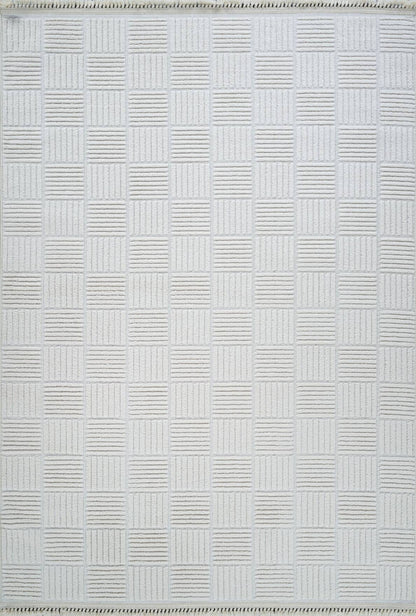 Anemon 6821 Beyaz - Polyester Dokuma Halı | İskandinav Salon Halısı