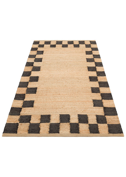 Echo ECH 13 Natural Siyah XW - Doğal Jüt İpliğinden El Dokuma Sisal Görünümlü Kilim