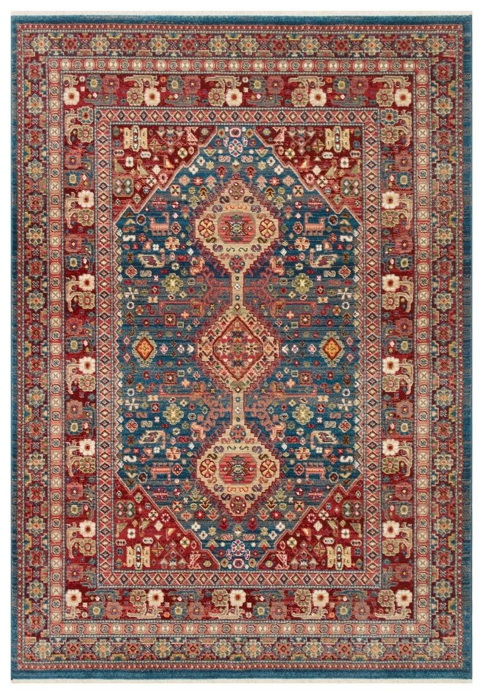 Kybele Kyb 05 Navy Kırmızı Klasik Yıkanabilir Otantik Salon ve Oturma Odası Halısı