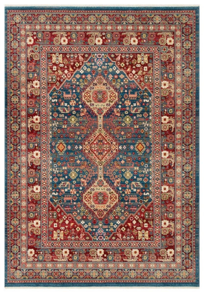 Kybele Kyb 05 Navy Kırmızı Klasik Yıkanabilir Otantik Salon ve Oturma Odası Halısı