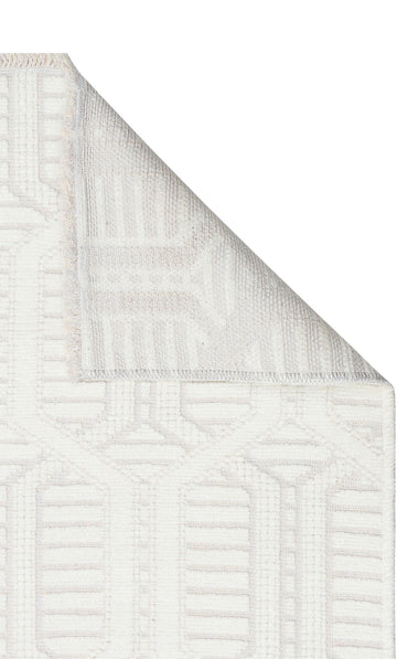 Ada 03 Krem - Yıkanabilir Kaymaz Hav Yapmaz Modern Düz Dokuma Kilim
