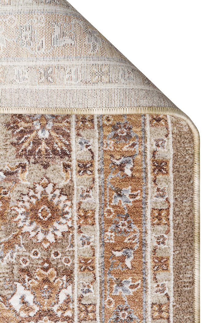 SOF 01 CREAM GOLD  - SOFIA - Renkli El Dokuma Uşak Halı Desenlerine Sahip Makine Halısı 