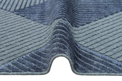 ZNT 01 NAVY DYED  - ZENITH DYED - Yüksek Alçak Dokulu Naturel Yün ve Viskon Modern Dokuma Halı