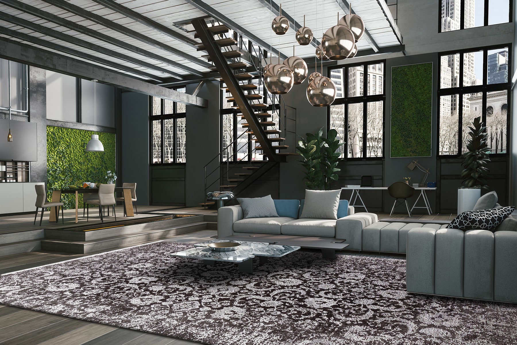 DB 02 ANTRASIT GREY  - CORDOBA - Parlak Yüksek Alçak Dokulu Modern Makine Halısı