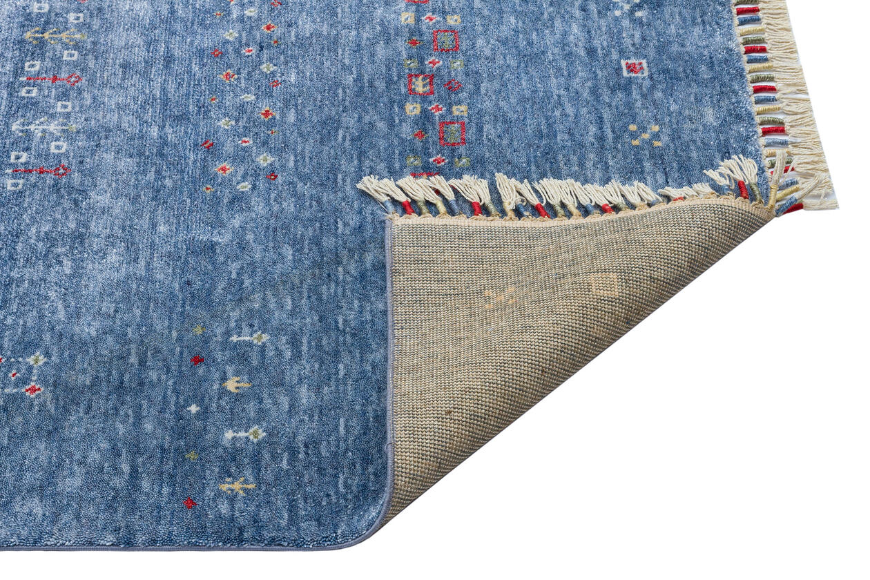 Zara ZR 06 Mavi - Özel Tezgah Halısı – Kolay Temizlenebilir, Hav Bırakmayan Modern Uşak Halısı