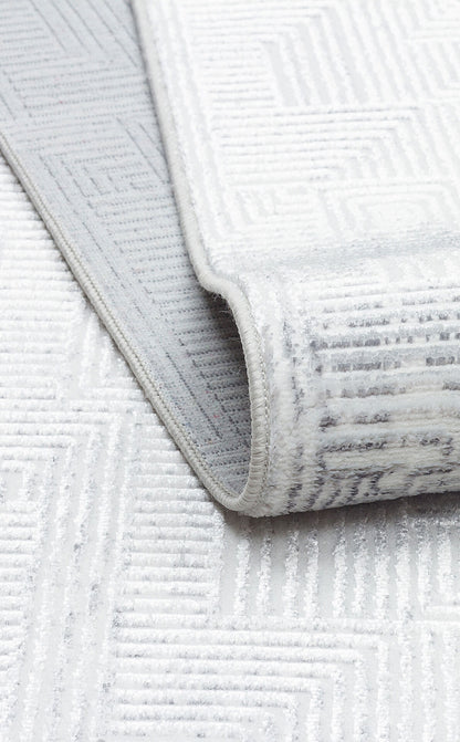 ST 109 CREAM GREY  - SATEEN - Yıkanabilir Kaymaz Tabanlı Hav Vermez Sık Dokuma Modern Halı
