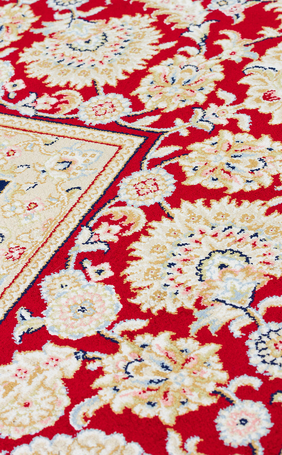 Isfahan Seccade ISF 03 Krem Kırmızı - Viskon Klasik Desenli Seccade Sık Dokuma Seccade