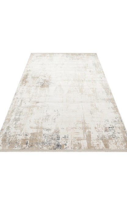 Padona PDN 07 Krem Bej - Extra Yumuşak Dokulu Sık Dokuma Modern Eskitme Desenli Halı