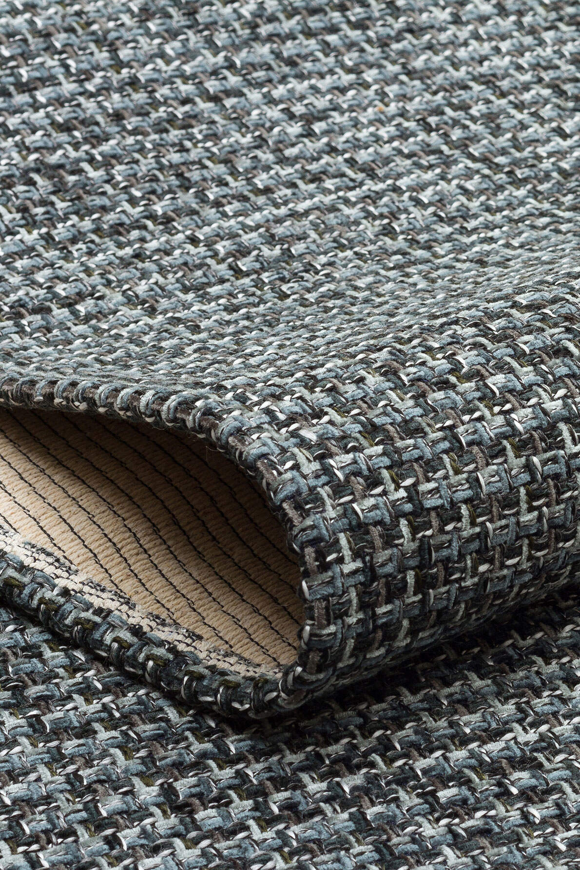 BRK 01 ANTRASIT SILVER  - BROOKLYN - Hasır Görünümlü Kaymaz Renkli Dokuma Modern Kilim