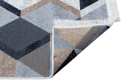 Arya AR 10 Bej Siyah - Yıkanabilir Çift Taraflı Modern Dokuma Kilim