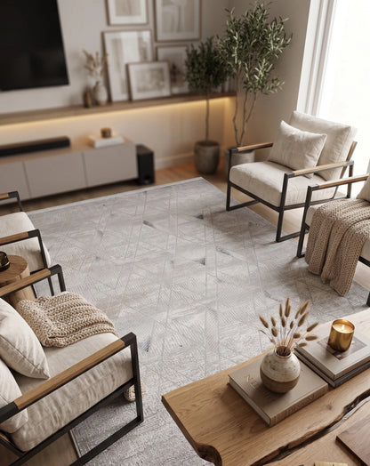 Moda 1096 Gri Minimal ve Modern Tasarımlı Oturma Odası Halısı